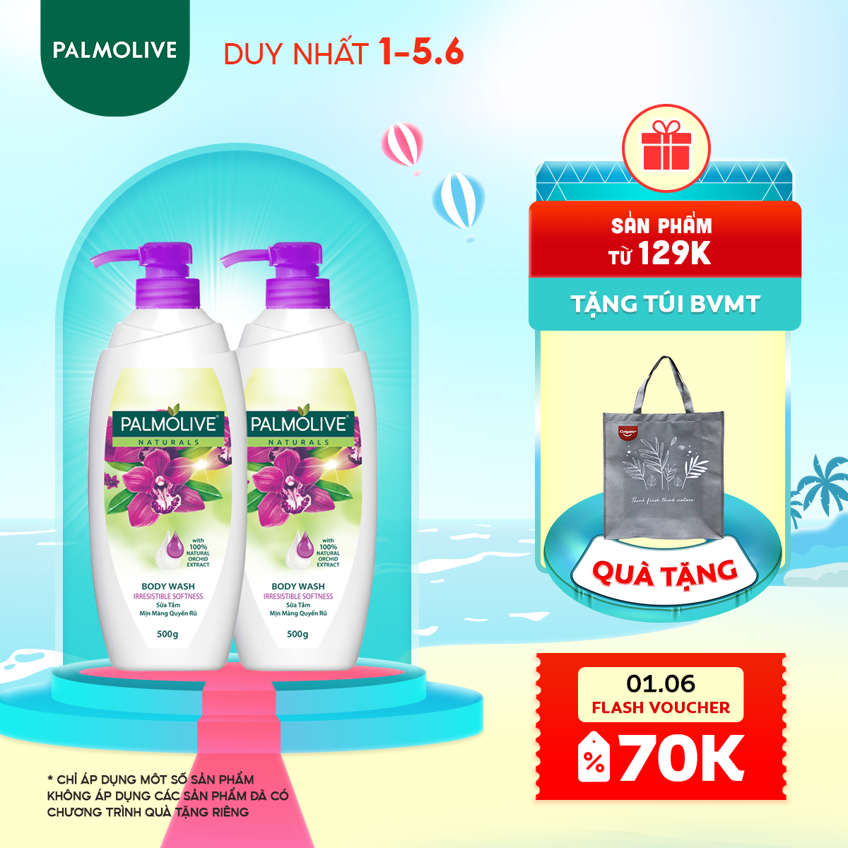 Bộ 2 Sữa tắm Palmolive mịn màng quyến rũ 100% chiết xuất từ phong lan 500g