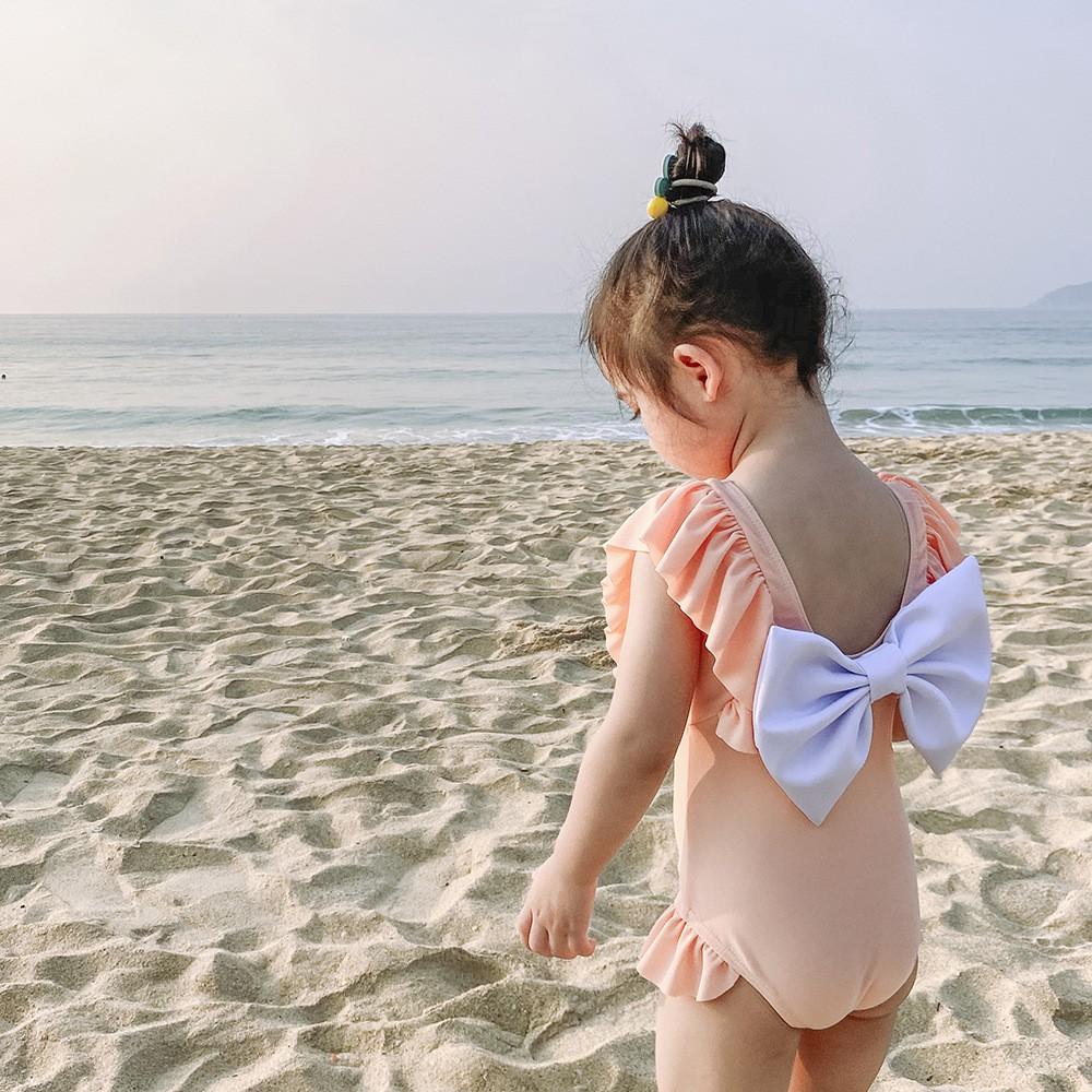 Đồ Bơi Bé Gái, Trẻ Em Dạng Váy - Áo Bơi Một Mảnh Liền Thân Có Nơ Sau SPORTY