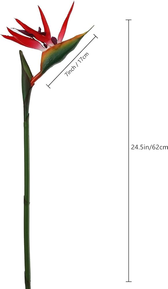 Thiên điểu giả hoa cắm trang trí bàn thờ 80cm ship HOẢ TỐC TPHCM đỏ cẩm thạch