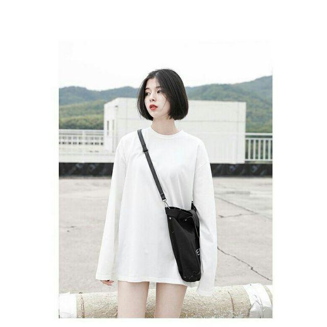 Áo thun trơn tay dài form rộng