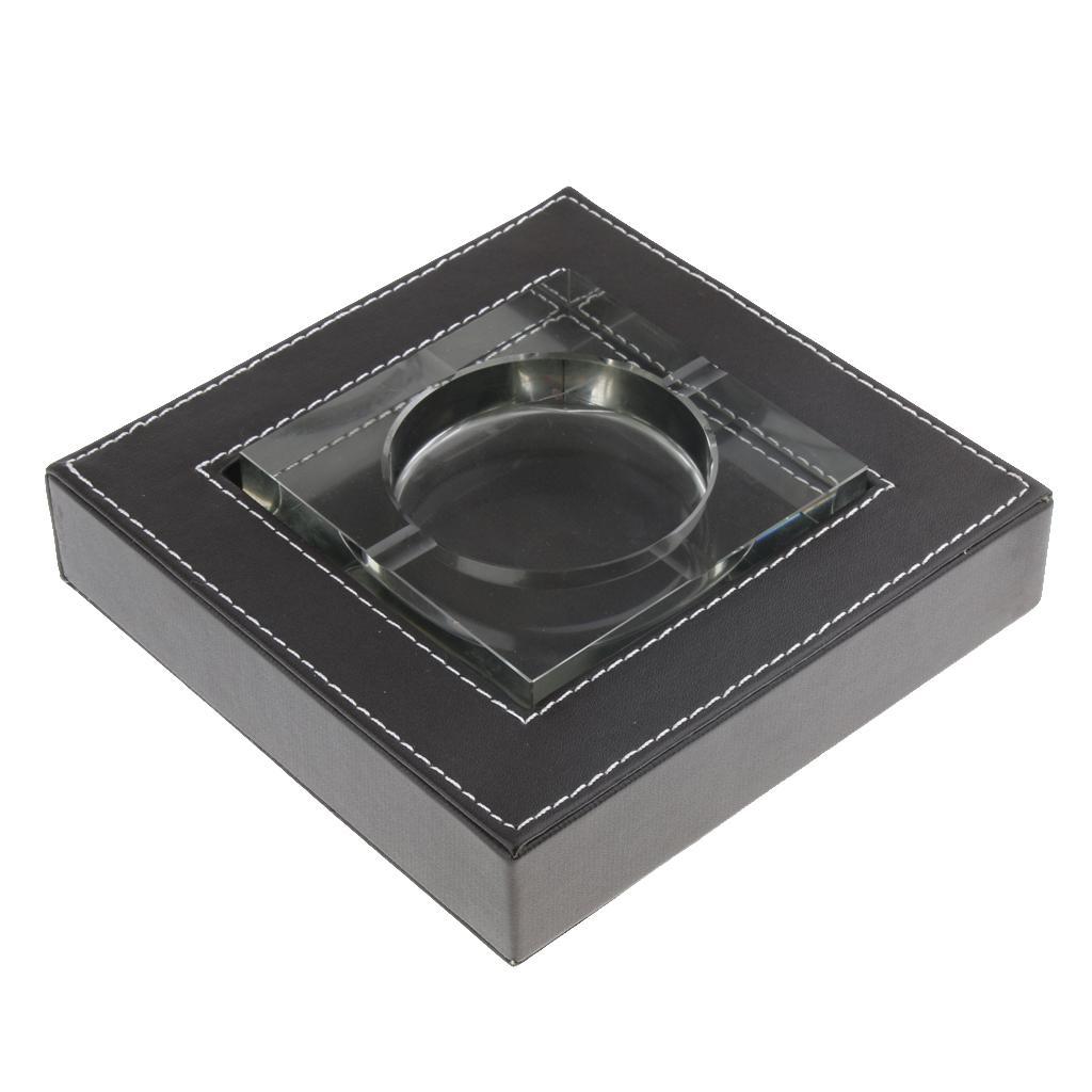 Deluxe Leather Crystal Square Cigarette Cigar Ashtray Home Perfect Gift