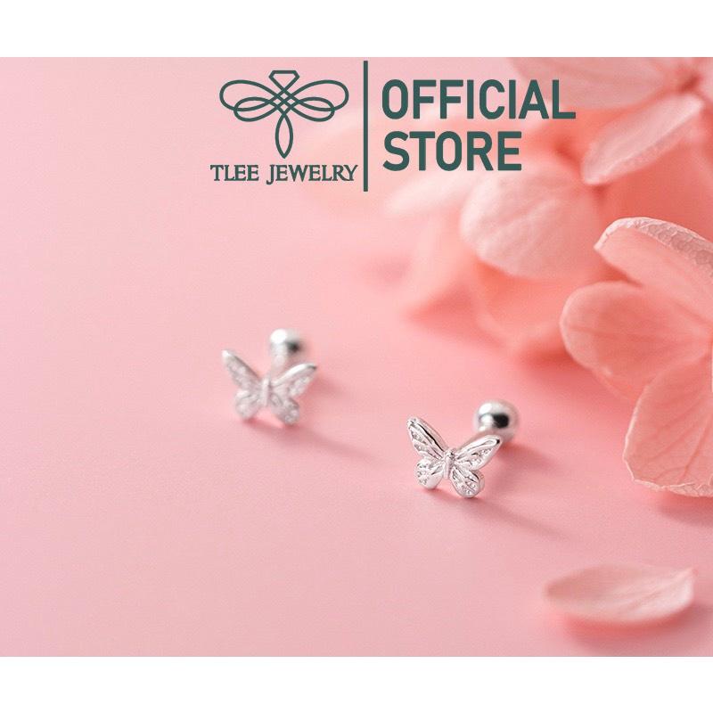 Khuyên tai bạc Tlee, Bông tai hồ điệp mini chốt vặn - TleeJewelry