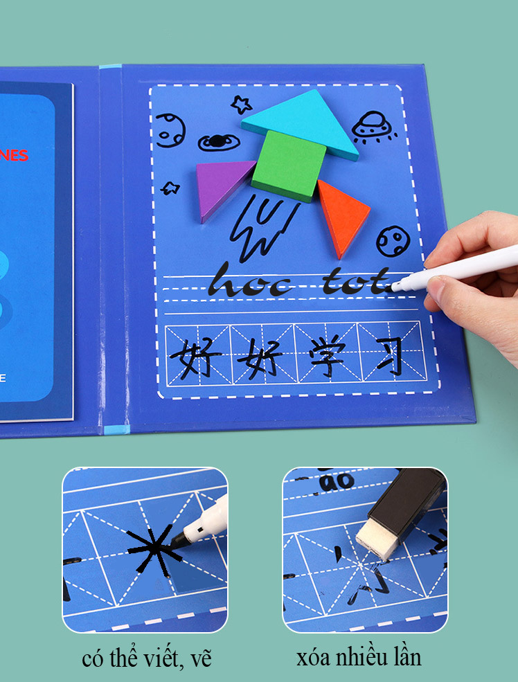 Bộ trò chơi gỗ Tangram và T puzzle 2 in 1