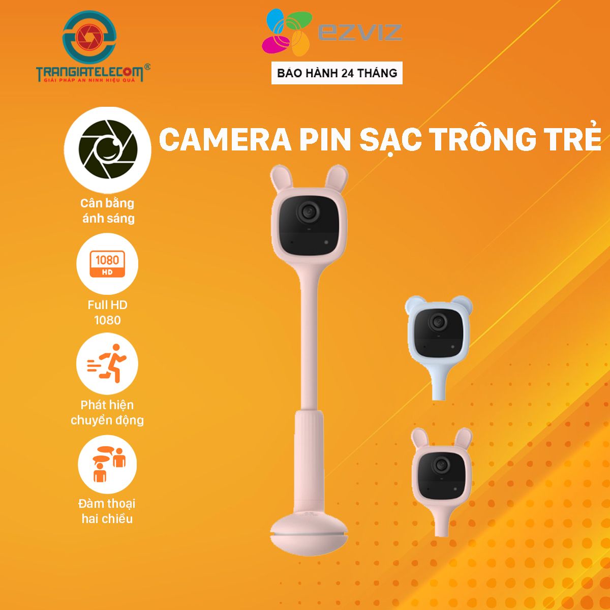 Camera không dây pin sạc IP WIFI EZVIZ BM1 trông trẻ phát hiện tiếng khóc - Hàng chính hãng