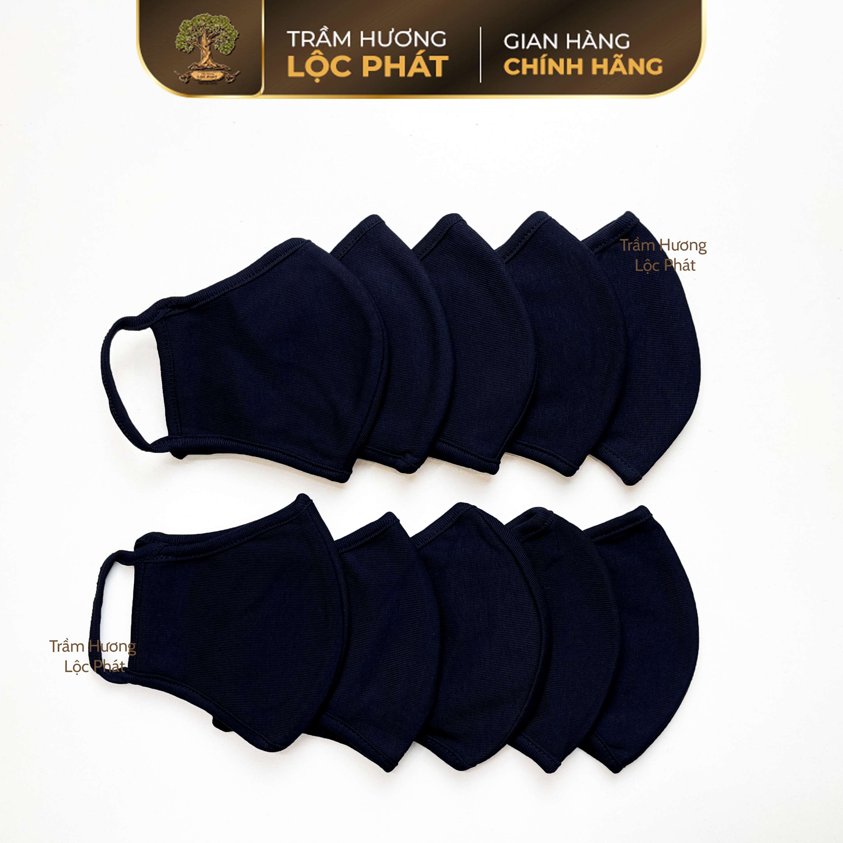 Khẩu Trang Vải Nam Nữ Khẩu Trang Màu Hồng Quyến Rũ Cotton Nhật Cao Cấp Chống Nắng Combo 10 Cái - Xanh Navy