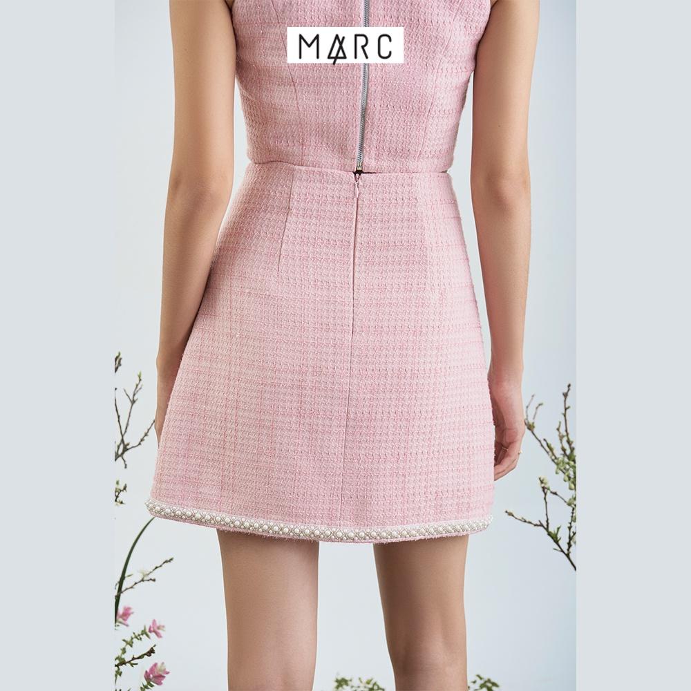 Váy nữ MARC FASHION tweed mini form A phối viền ngọc trai FALH112122