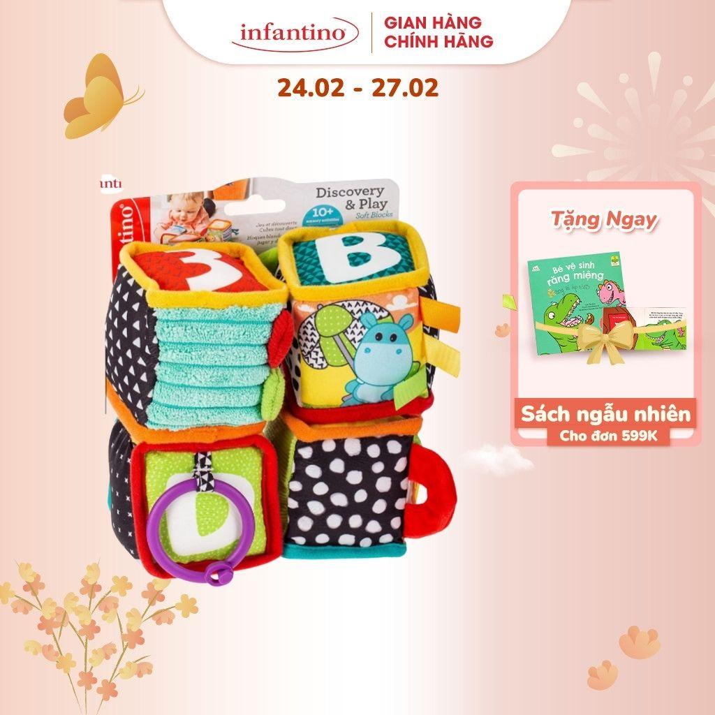 Đồ Chơi Hình Khối Khám Phá Bằng Vải INFANTINO Discover &amp; Play Soft Blocks Dành Cho Bé Giúp Phát Triển Trí Tuệ