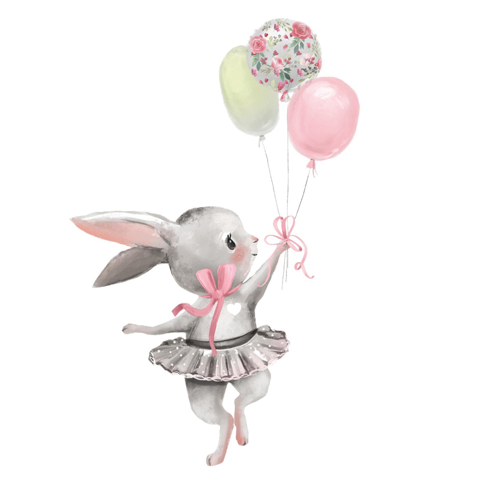 Bunny Ballet Rabbit Wall Stickers for Kids Room Nursery Wall Decal Wallpaper