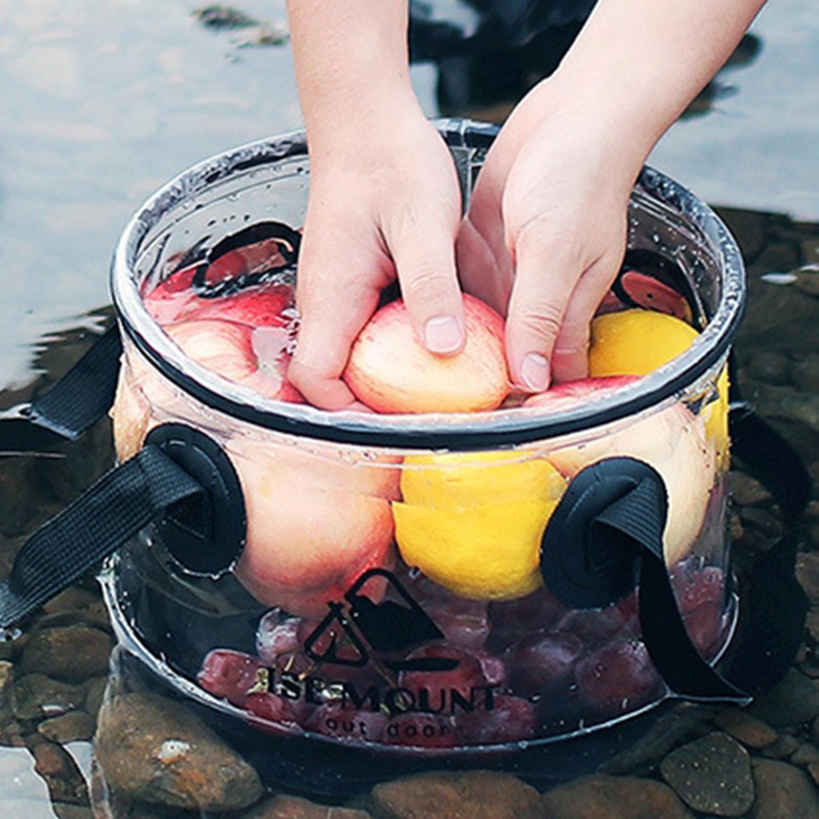 Collapsible Bucket with Handle Folding Water Bucket Camping Wash Tub Kitchen Portable Water Container Wash Basin for Cleaning Outdoor Hiking