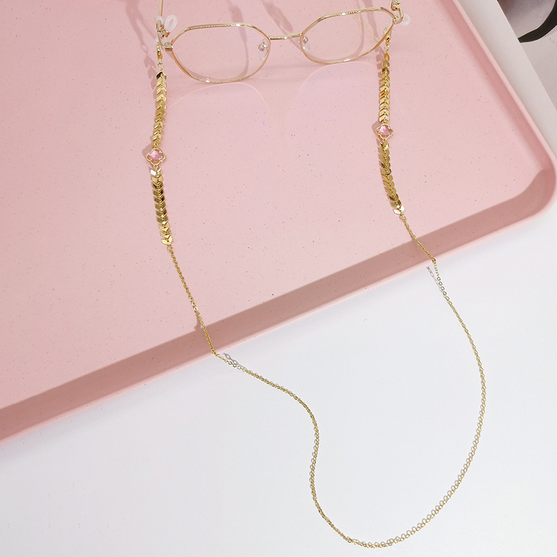 Glasses chain dây đeo mắt kiếng cỏ bốn lá đá lấp lánh và chuỗi dây xương cá đẹp độc lạ dây giữ khẩu trang đeo airpod chống lạc