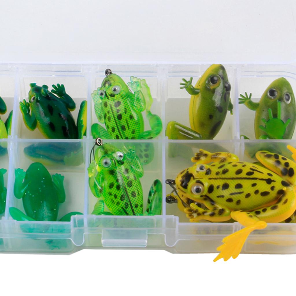 30pcs Mixed Pattern Topwater Lure Frog Soft Bait Accessories Swivels Leaders