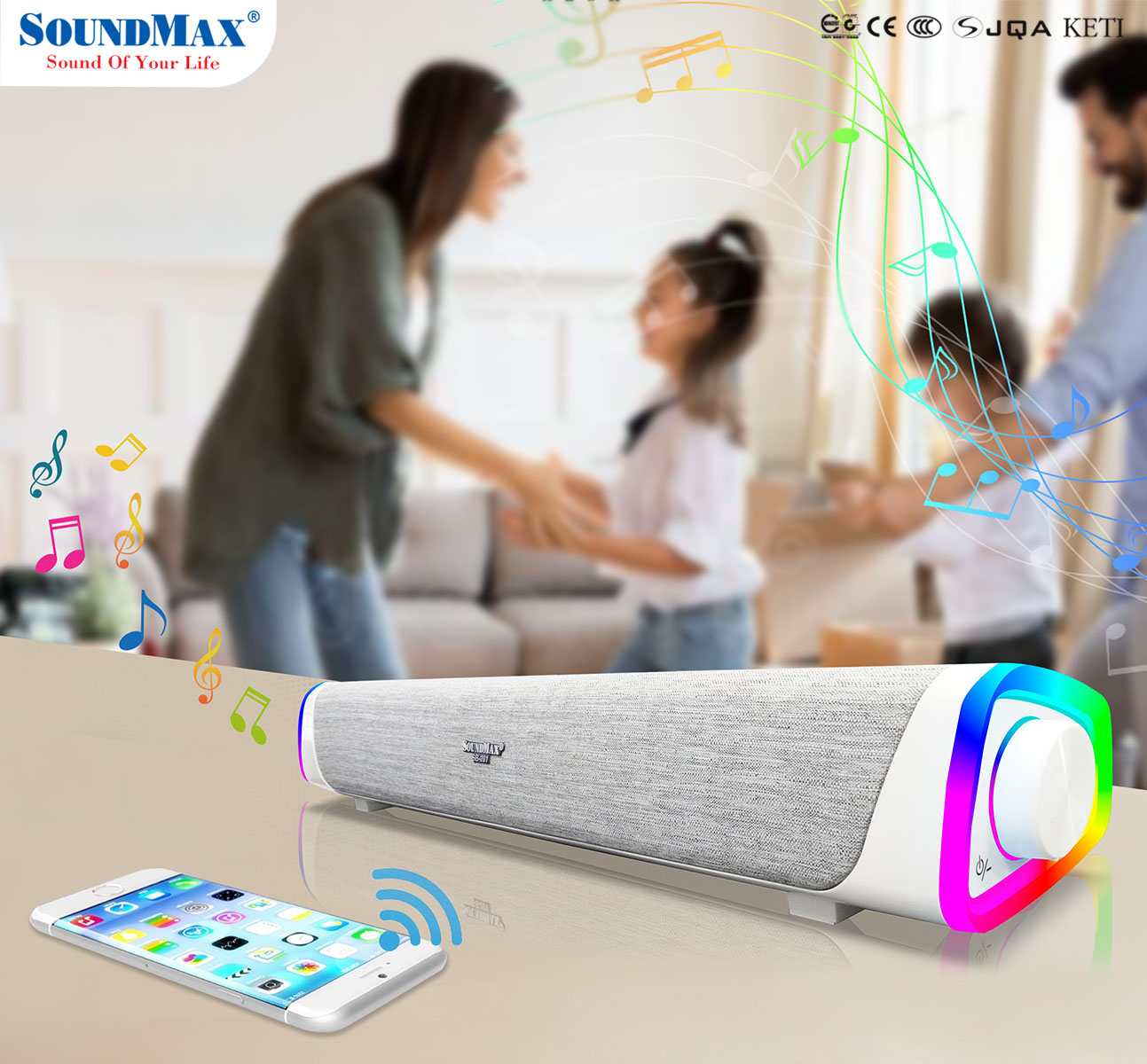 [Hàng Chính Hãng] Loa soundbar SoundMax SB-201 | 2 màu Trắng/Xám