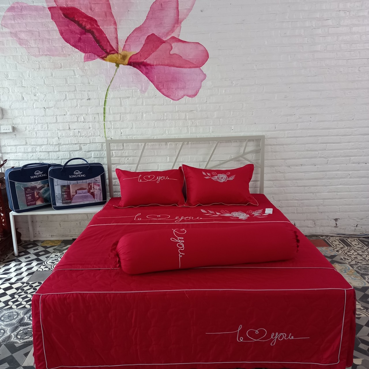 Bộ chăn ga gối cao cấp Sông Hồng UC21008