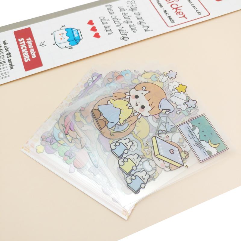 Hình ảnh Lốc 5 Tập Kẻ Ngang 80 Trang 70 gsm - Kèm Sticker Ngẫu Nhiên - Hải Tiến 6607 - Màu Nâu