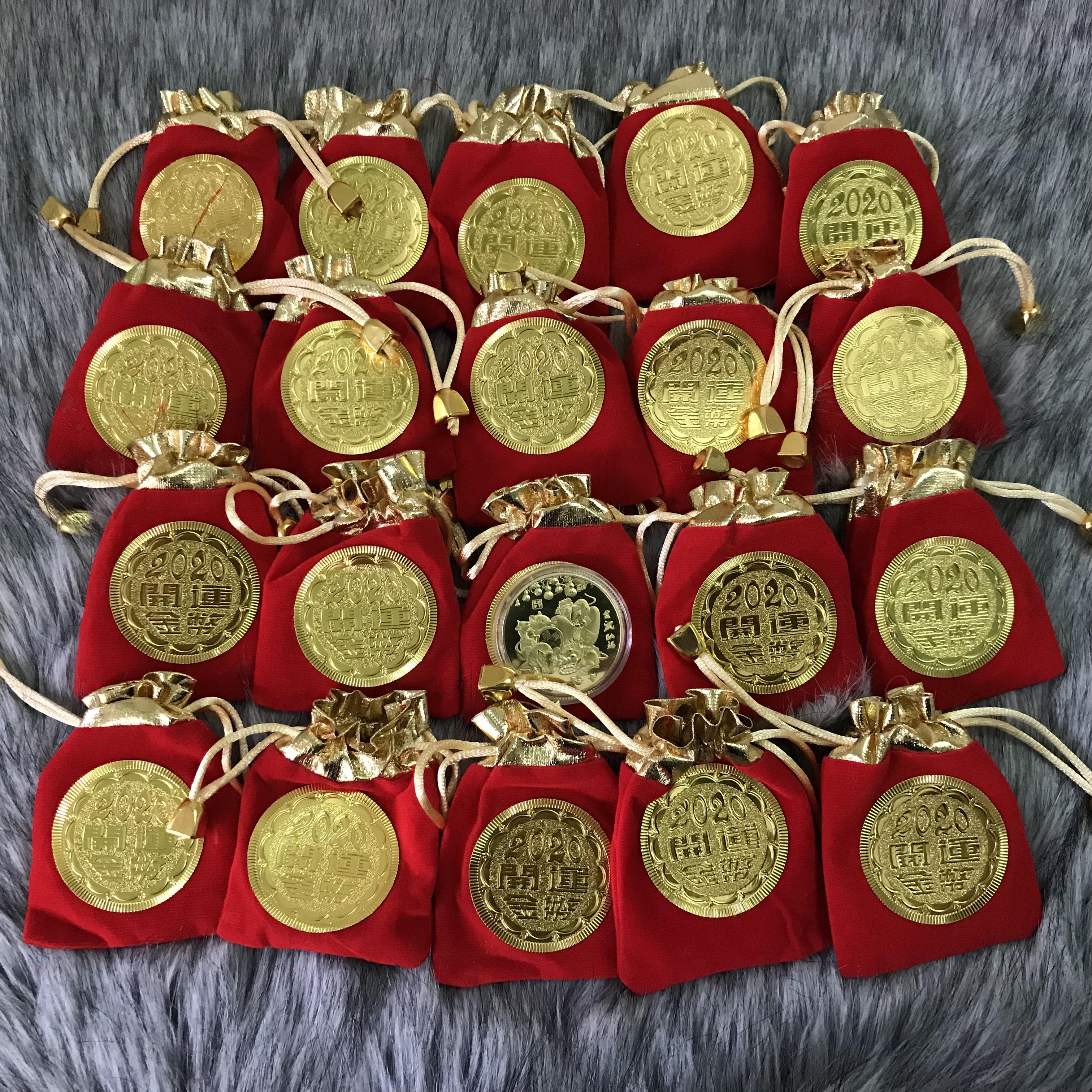 Combo 20 xu con chuột ngậm ngọc kim sa Hong kong biểu tượng sự giàu có tặng túi nhung đỏ sang trọng - TMT COLLECTION - MS339