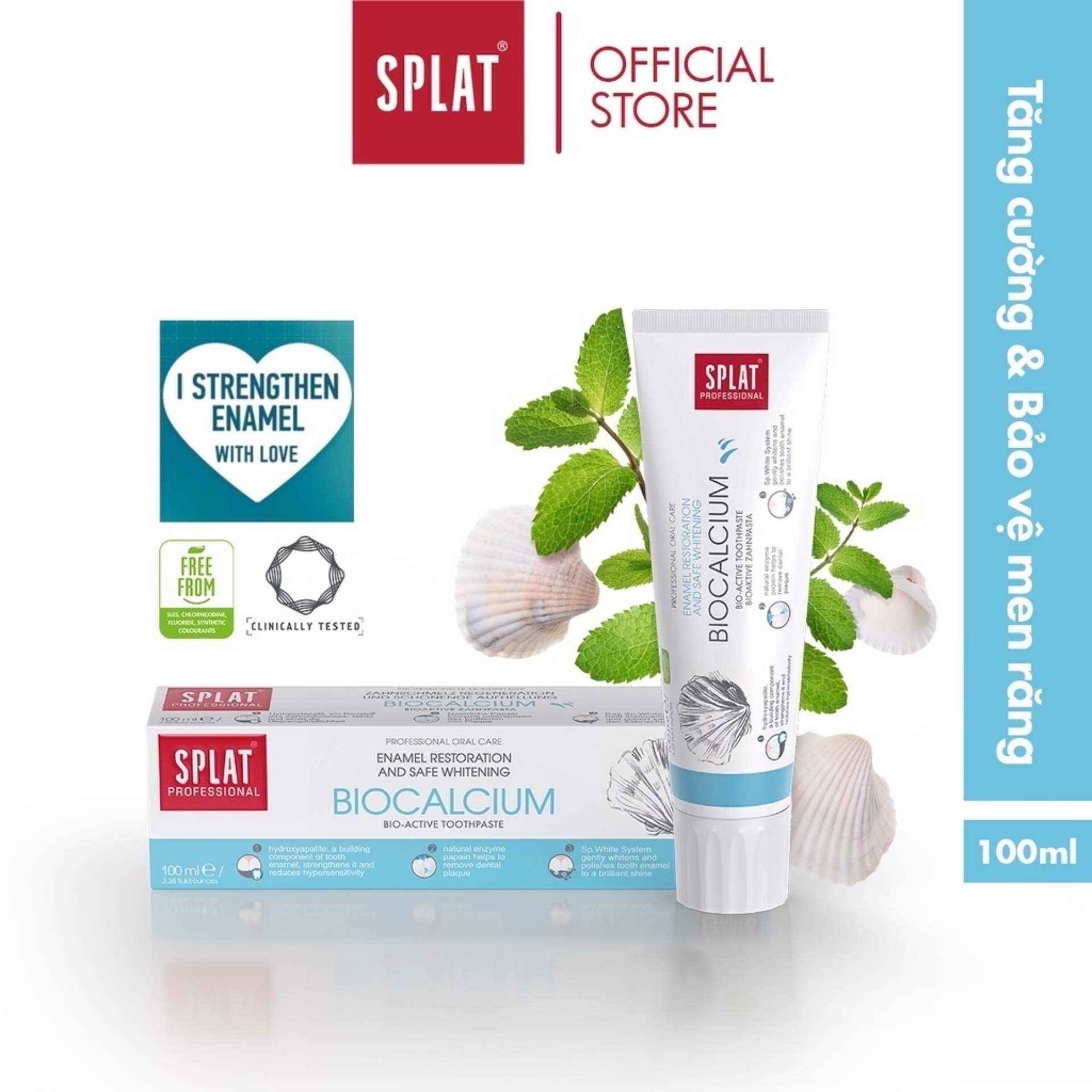 Kem Đánh Răng Bảo Vệ Men Răng SPLAT Biocalcium Professional Giảm Hình Thành Mảng Bám Và Đánh Bóng Men Răng 100ml