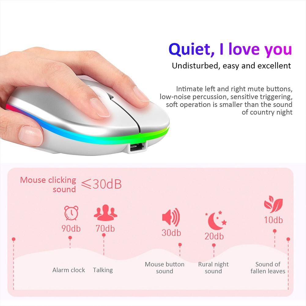 Chuột Bluetooth Không Dây Usb Sạc Rgb Cho Laptop Macbook Chơi Game Game Thủ 2.4Ghz 1600Dpi