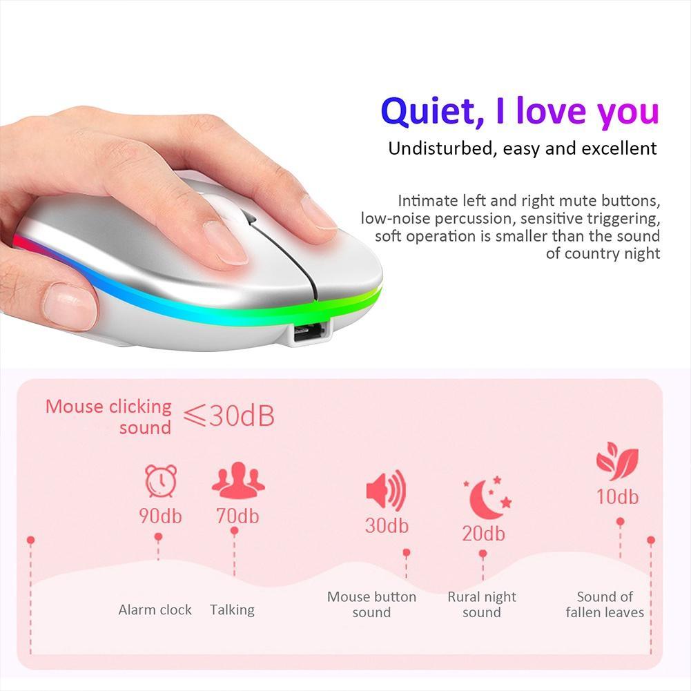 Chuột Bluetooth Không Dây Usb Sạc Rgb Cho Laptop Macbook Chơi Game Game Thủ 2.4Ghz 1600Dpi