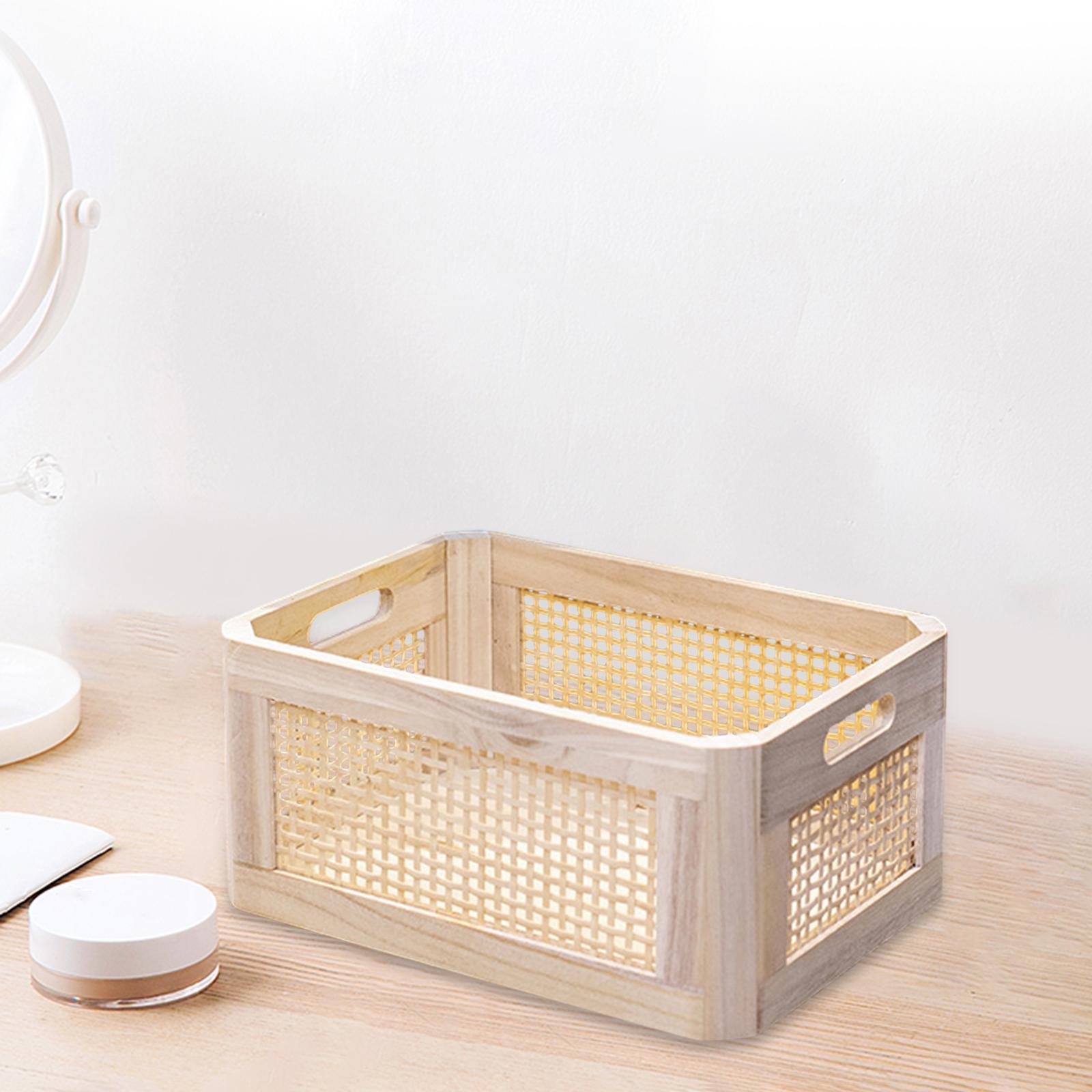 Desk Storage Basket, Wooden Desktop Storage Box Dorm Drawer Organizer Bin Desk Organizer Tray for Organizing, Shelves ,Cosmetics, Cabinet, Makeup