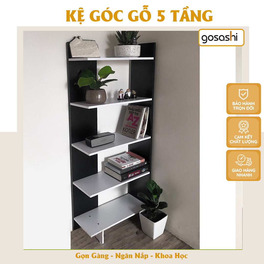 Kệ Góc Tường Trang Trí 5 Tầng Hoa Văn Gỗ Trang Trí Trong Nhà