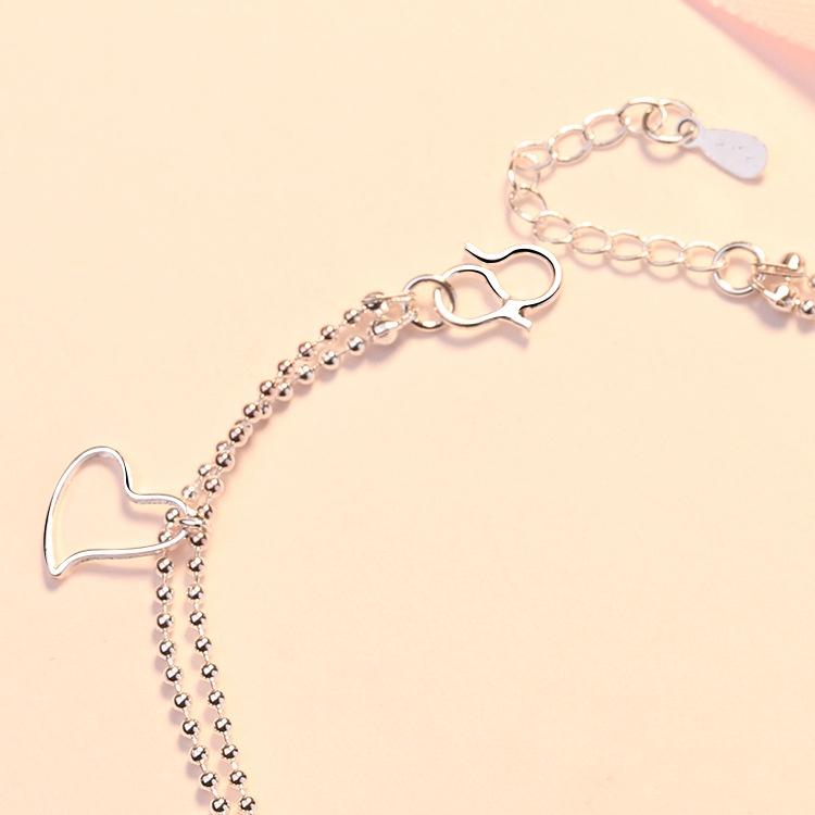 Lắc Chân Mạ Bạc Hình Trái Tim Độc Đáo Phong Cách Âu Mỹ