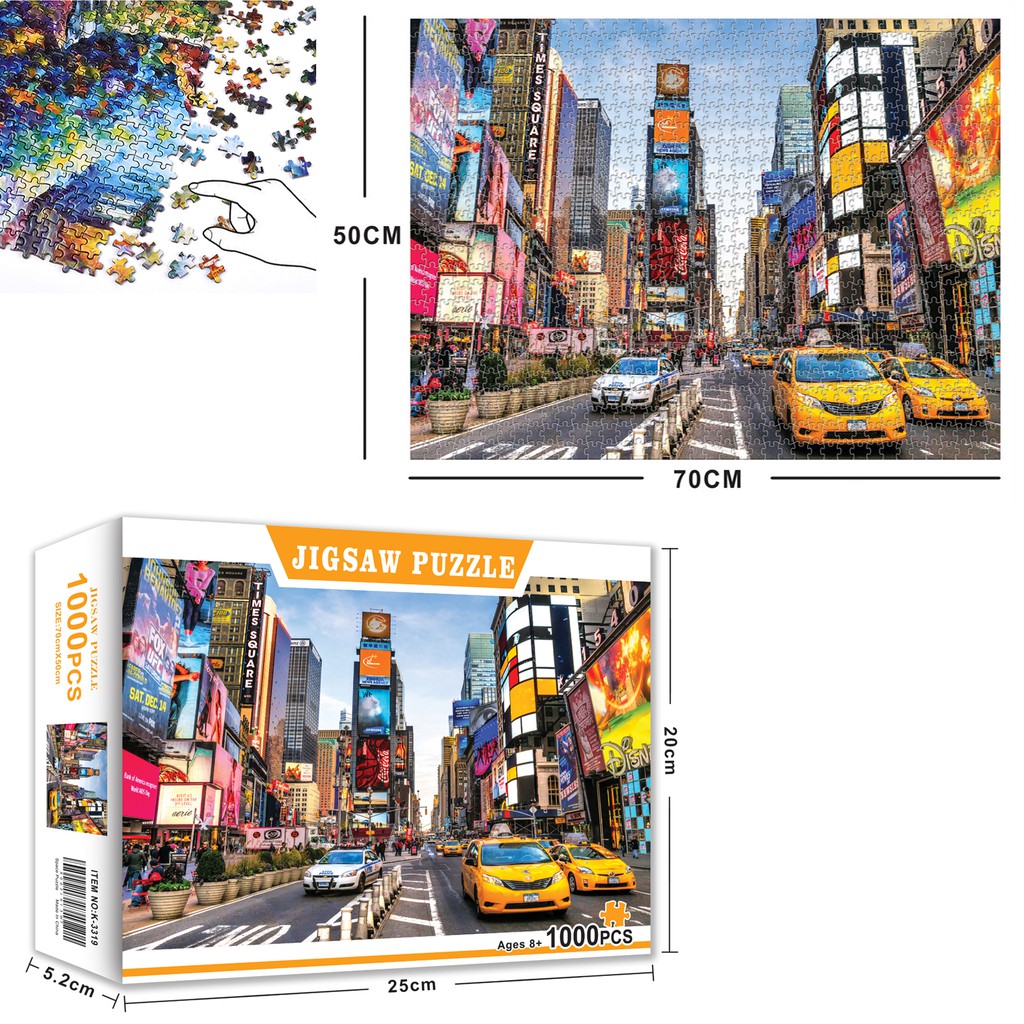 Bộ Tranh Ghép Xếp Hình 1000 Pcs Jigsaw Puzzle Time Square Thú Vị Cao Cấp