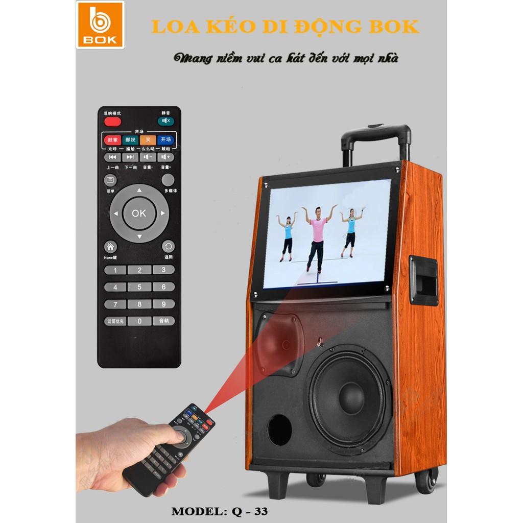 Loa kéo bass 4 tấc, thùng gỗ, màn hình 19&quot; bluetooth hát karaoke, nghe nhạc Bok Q33- hàng chính hãng