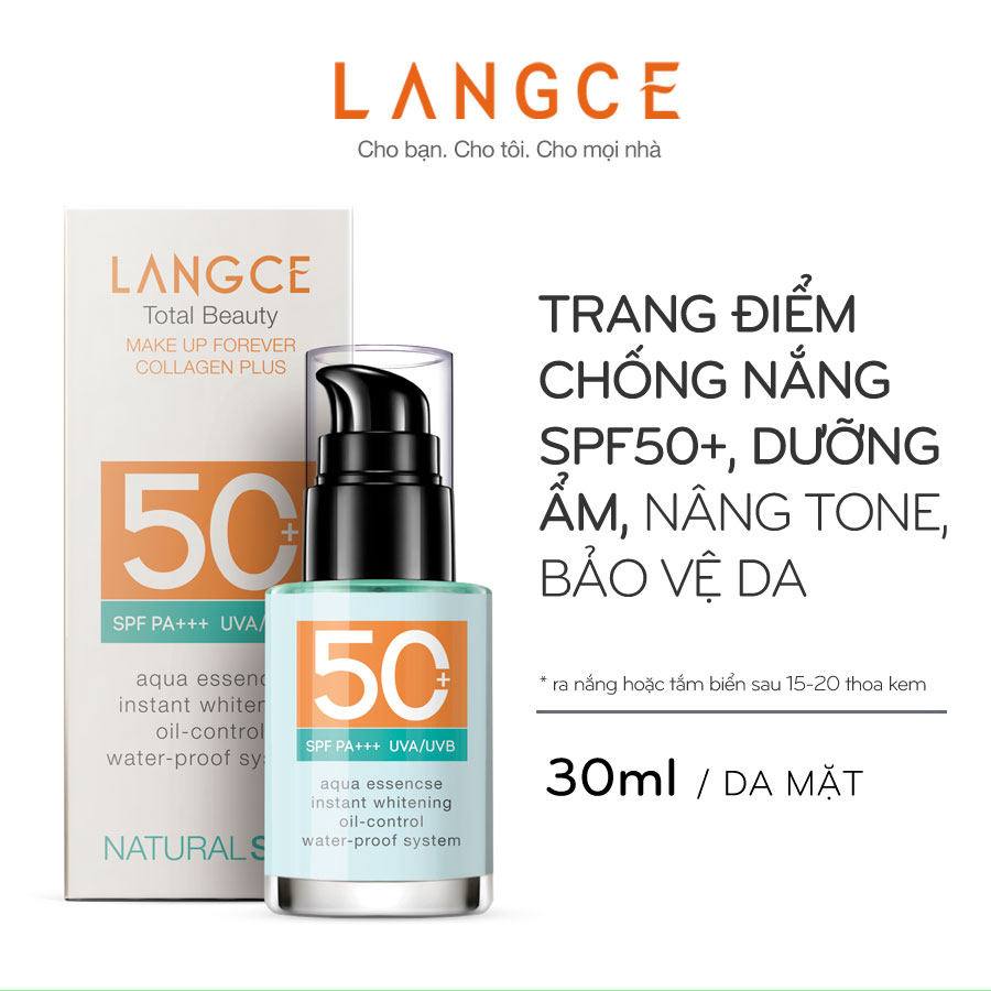 Kem Chống Nắng Trang Điểm 2in1 Spf45  30ml TẶNG Kem Làm Rụng Lông Trắng Da 20ml LANGCE