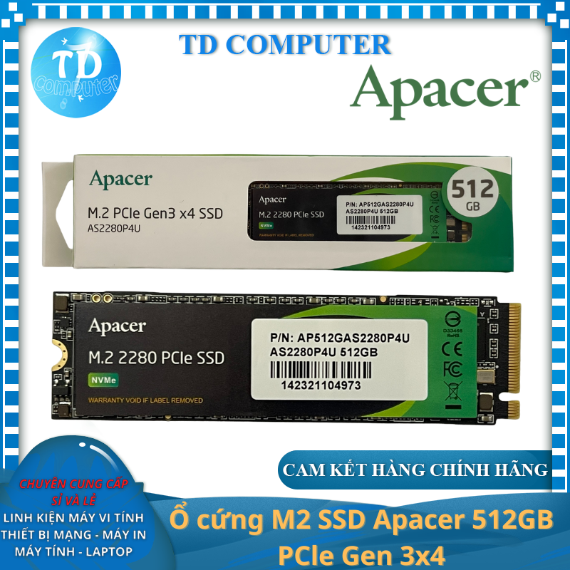 Ổ cứng M2 SSD Apacer 512GB PCle Gen 3x4 - Hàng chính hãng NetWork Hub phân phối