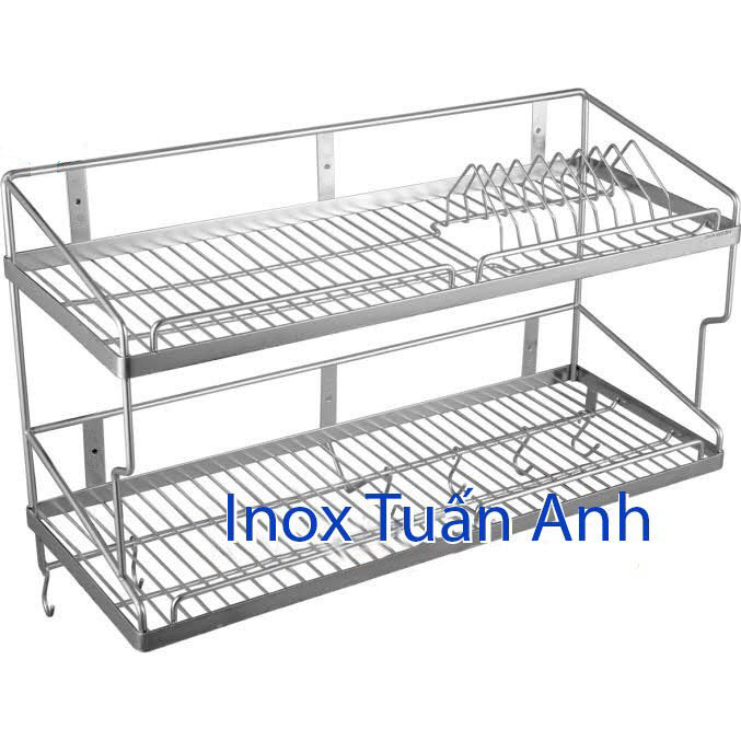 Kệ úp chén bát inox 304 - Kệ chén dĩa  inox 304 2 tầng treo tường KC2T567