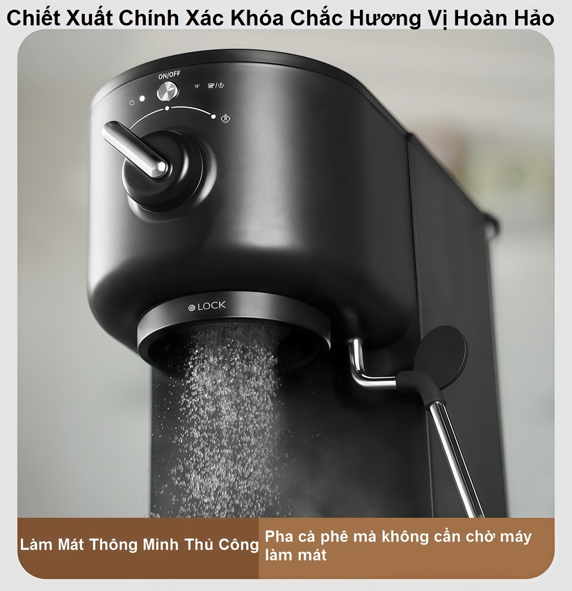 Máy pha cà phê Espresso, Cappuccino, Latte thương hiệu HiBREW H5B - Công suất 1500W, áp suất 15bar - Hàng chính hãng