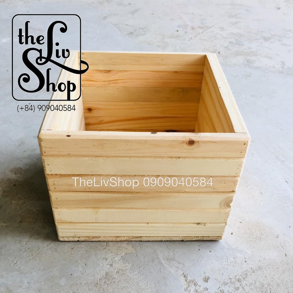 chậu gỗ thông vuông 3 sizes