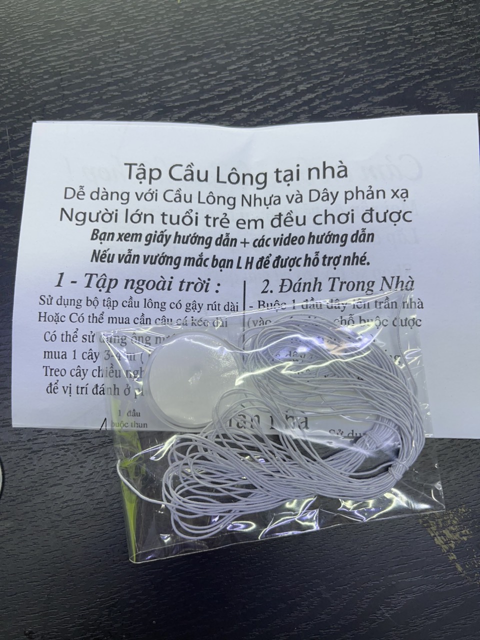 2 Dây Tập Phản Xạ Cầu Lông Tại nhà + Móc dán trần