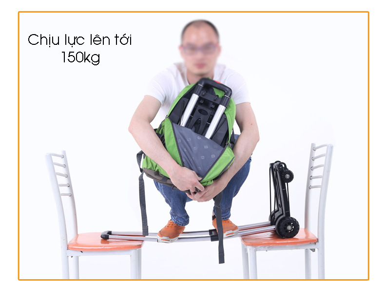 Xe đẩy hàng gấp gọn 4 bánh có dây chằng, xe kéo đẩy hàng