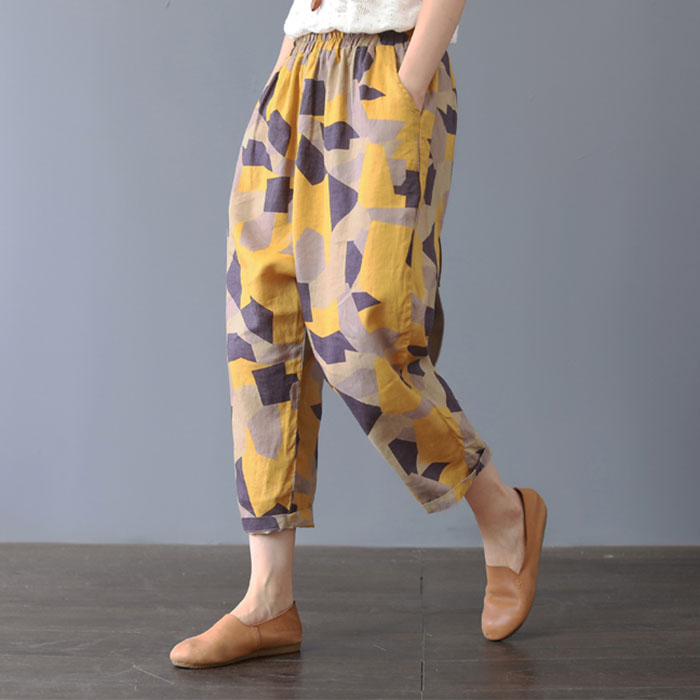 Quần bomber nữ họa tiết chất vải thô linen mềm mát ArcticHunter, thời trang phong cách trẻ