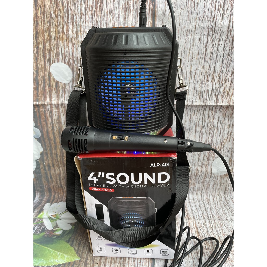 Loa Bluetooth ALP 410 Lanith - Loa Phát Không Dây Kèm Mic Karaoke - Kết Nối Nhanh, Âm Thanh Chất - Thao Tác Các Phím Ngay Trên Loa - Hỗ Trợ Thẻ SD, USB - Tặng Kèm Cáp Sạc 3 Đầu - Hàng Nhập Khẩu - LAP00401-CAP00001