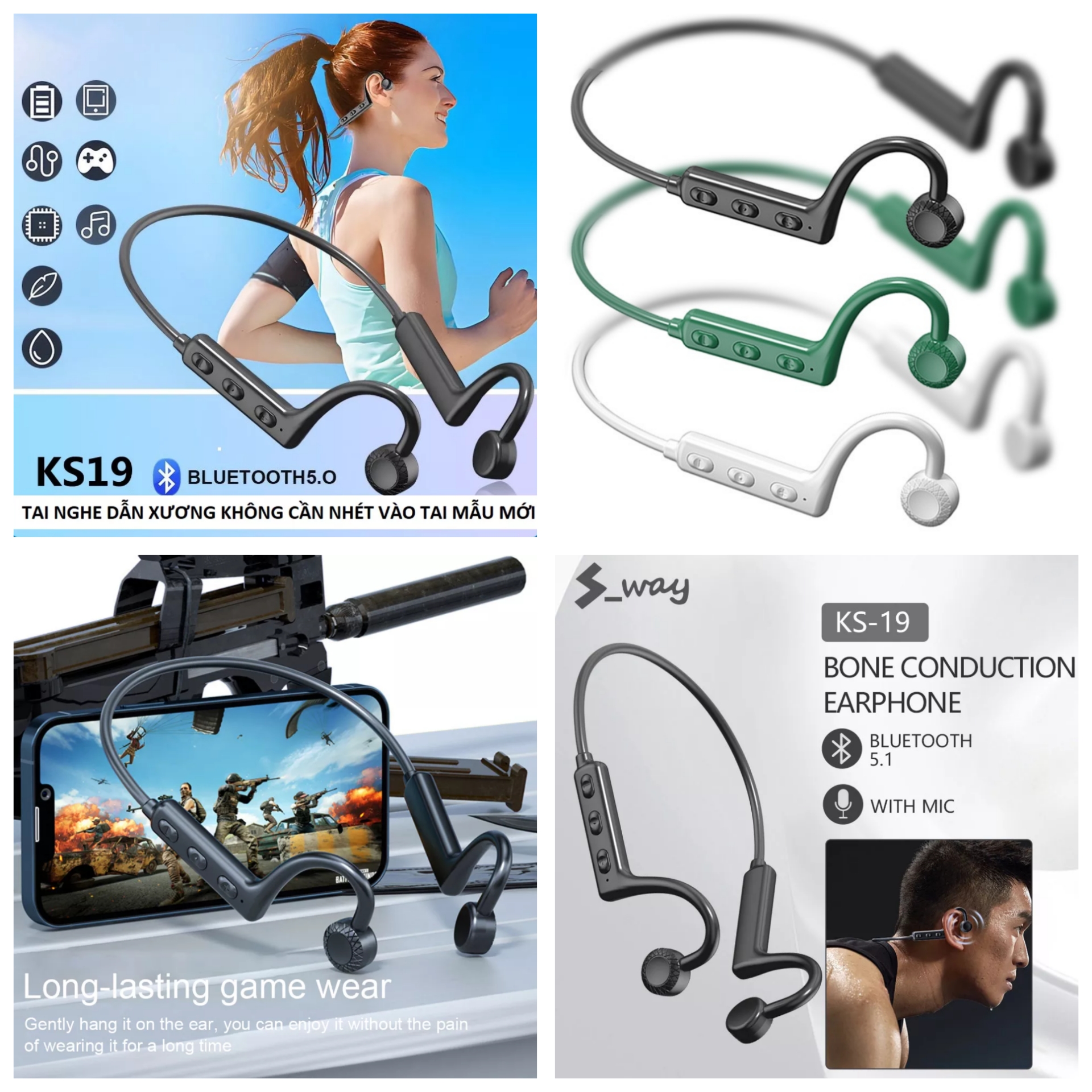 TAI NGHE MÁY NGHE NHẠC TRUYỀN DẪN ÂM THANH QUA XƯƠNG CHỐNG NƯỚC KẾT NỐI BLUETOOTH KHÔNG DÂY THÔNG MINH