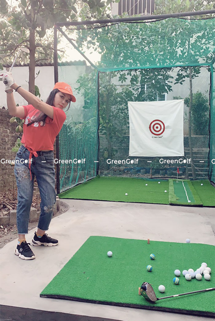 Combo Tập Swing Golf Trọn Bộ Gồm Khung Lưới + Tâm Phát Bóng + Thảm Swing + Thảm Cỏ Lót Sàn + Khay Bóng