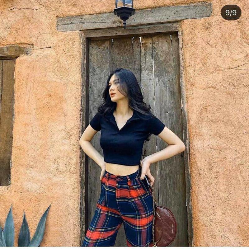 Áo croptop cổ bẻ polo cực xinh hottrend