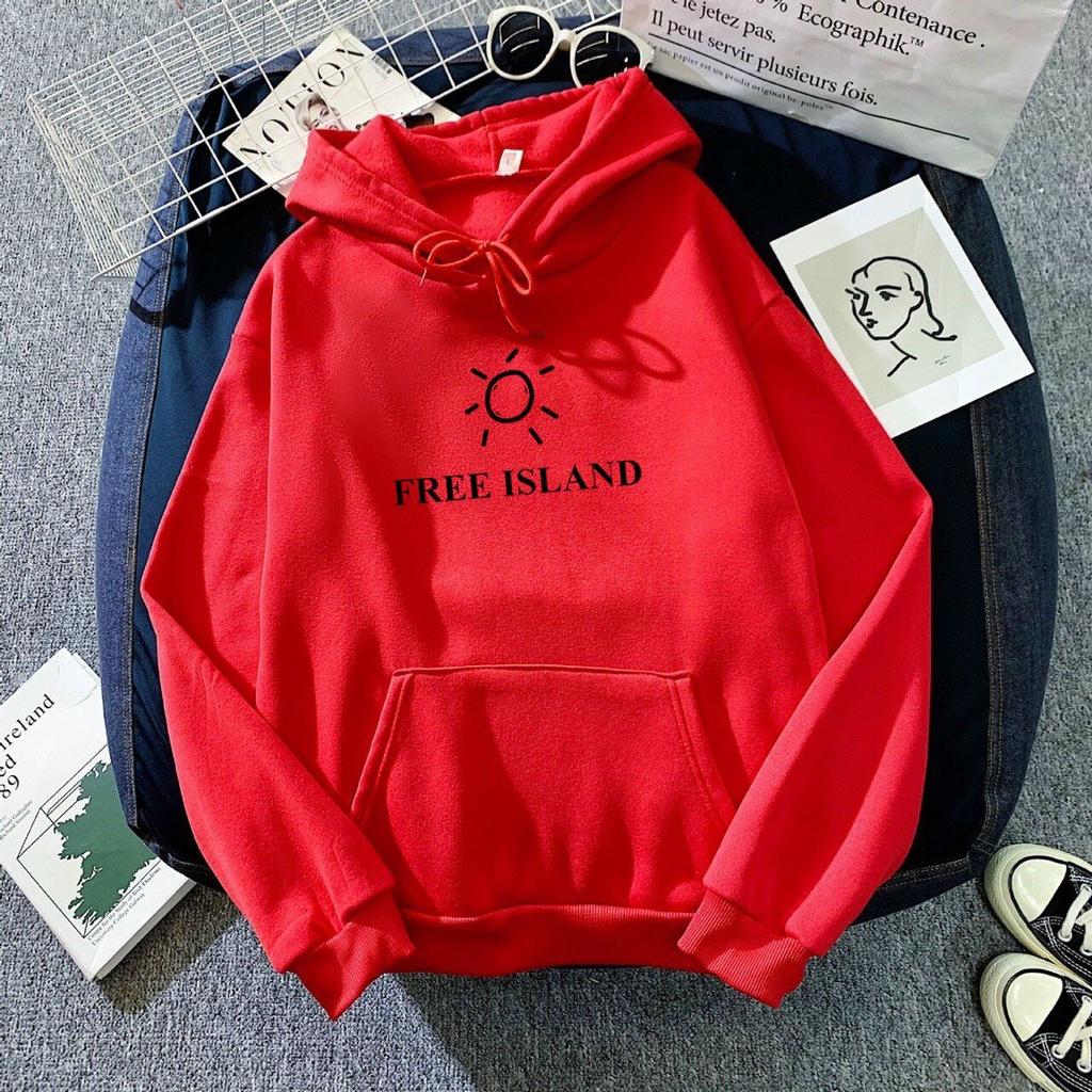 Áo Khoác Nỉ Hoodie In Free Island HDI03 - HDI03 - Cam