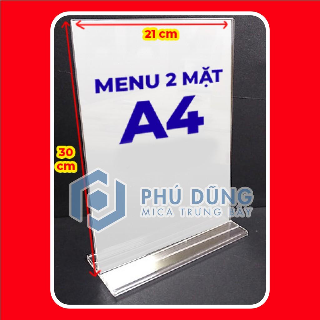 Kệ Menu Mica ĐỨNG A4 - Đế Lùa Tiện Lợi