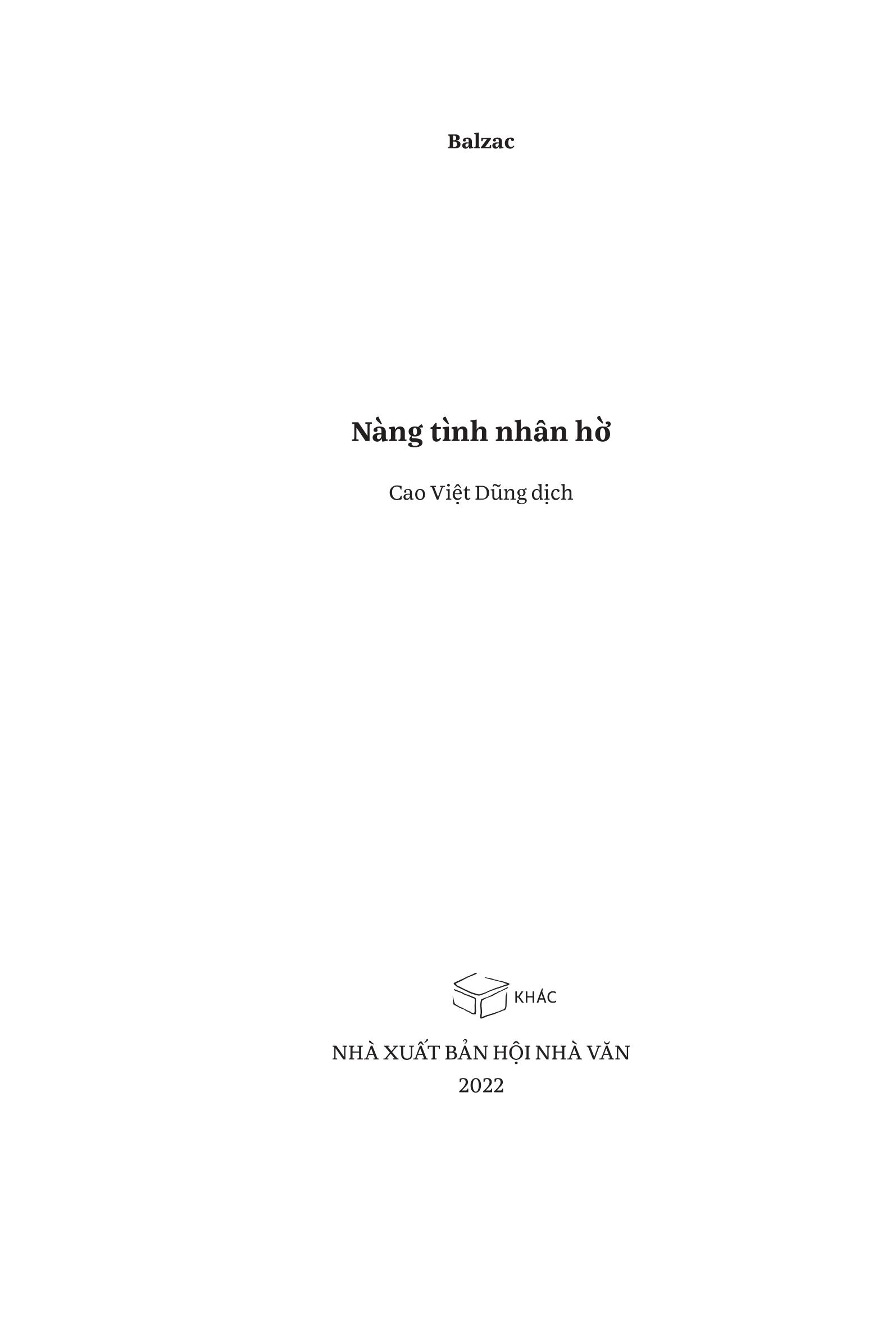 Nàng tình nhân hờ  - Balzac
