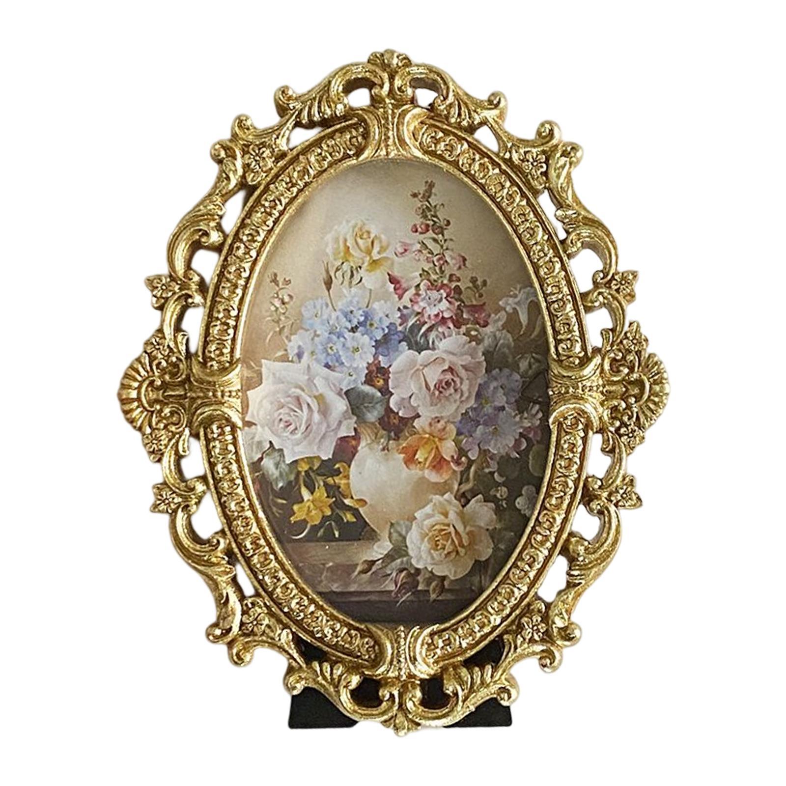 Hand Carved Floral Photo Frame Display Holder Stand Office Picture Frame