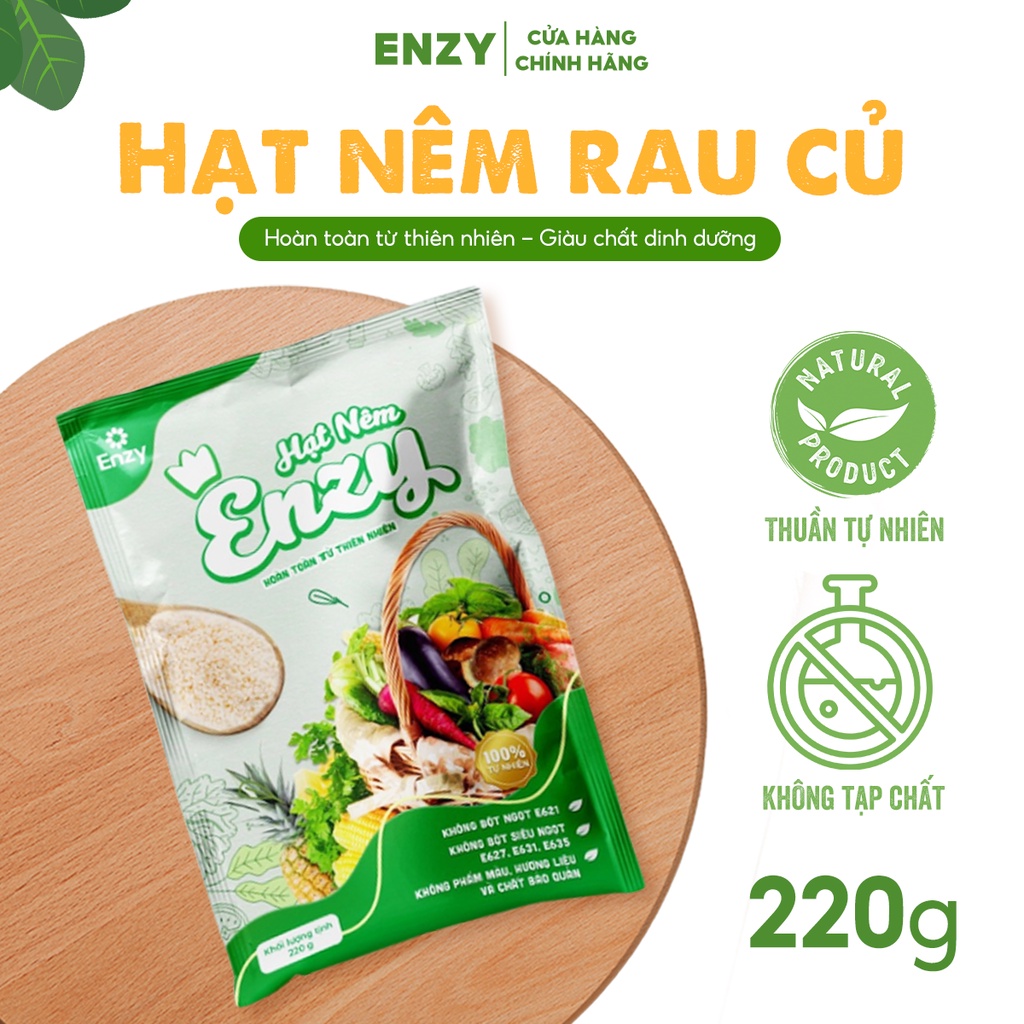 Hạt nêm không bột ngọt Enzy hoàn toàn từ thiên nhiên tốt cho sức khỏe gói 220g