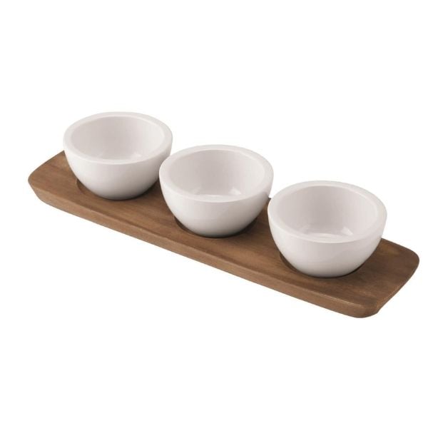 Sét 3 bát nước chấm Villeroy &amp; Boch kèm khay gỗ xinh xắn hàng chính hãng