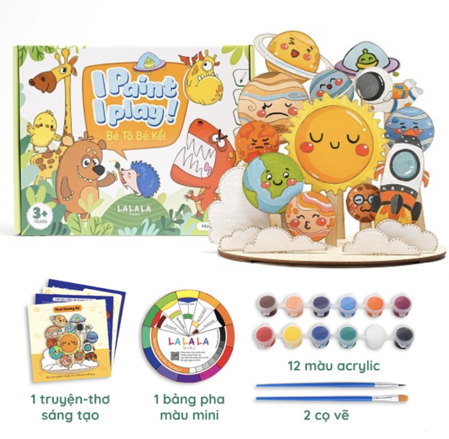Đồ Chơi Tranh Gỗ Lalala Baby Tô Màu Kèm Màu Nước, Cọ và Truyện Kể I Paint I Play! Cho Bé Từ 3 Tuổi