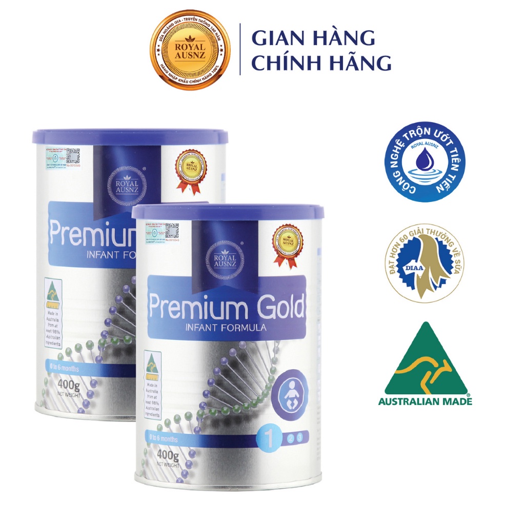 Combo 2 Hộp Sữa Bột Hoàng Gia Úc Premium Gold Số 1 Bổ Sung Vitamin, Khoáng Chất Cho Trẻ ROYAL AUSNZ