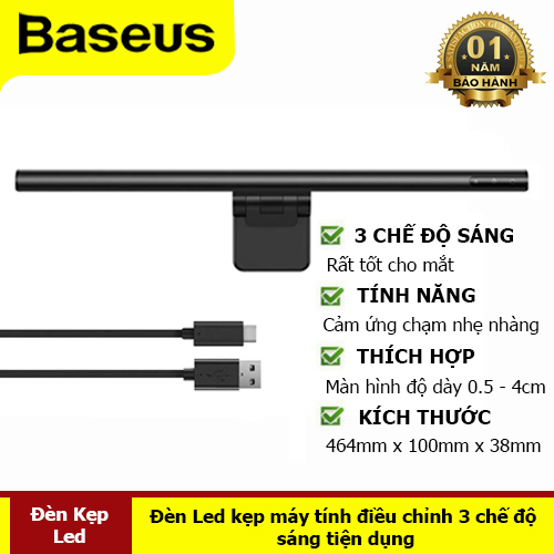 Đèn Led Máy Tính - Đèn LED Gắn Máy Tính Baseus Chiếu Sáng Rộng Ánh Sáng Đều Thiết Kế Sang Trọng