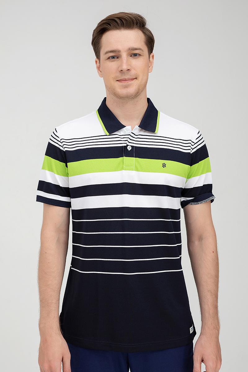 Áo thun nam cổ bẻ họa tiết kẻ sọc ngang KS22SS12P-SCHE - NAVY.GRE