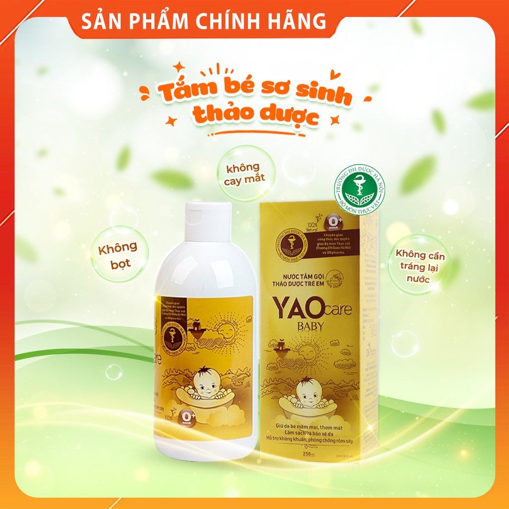 Nước tắm gội thảo dược DK Pharma Yaocare Baby cho bé sơ sinh 0+ 250ml